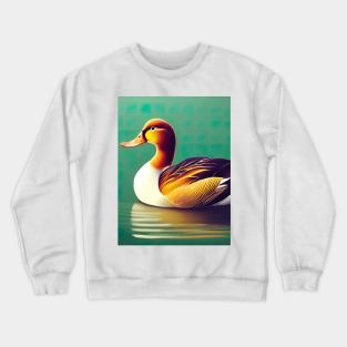 Duck at sea with green background Crewneck Sweatshirt